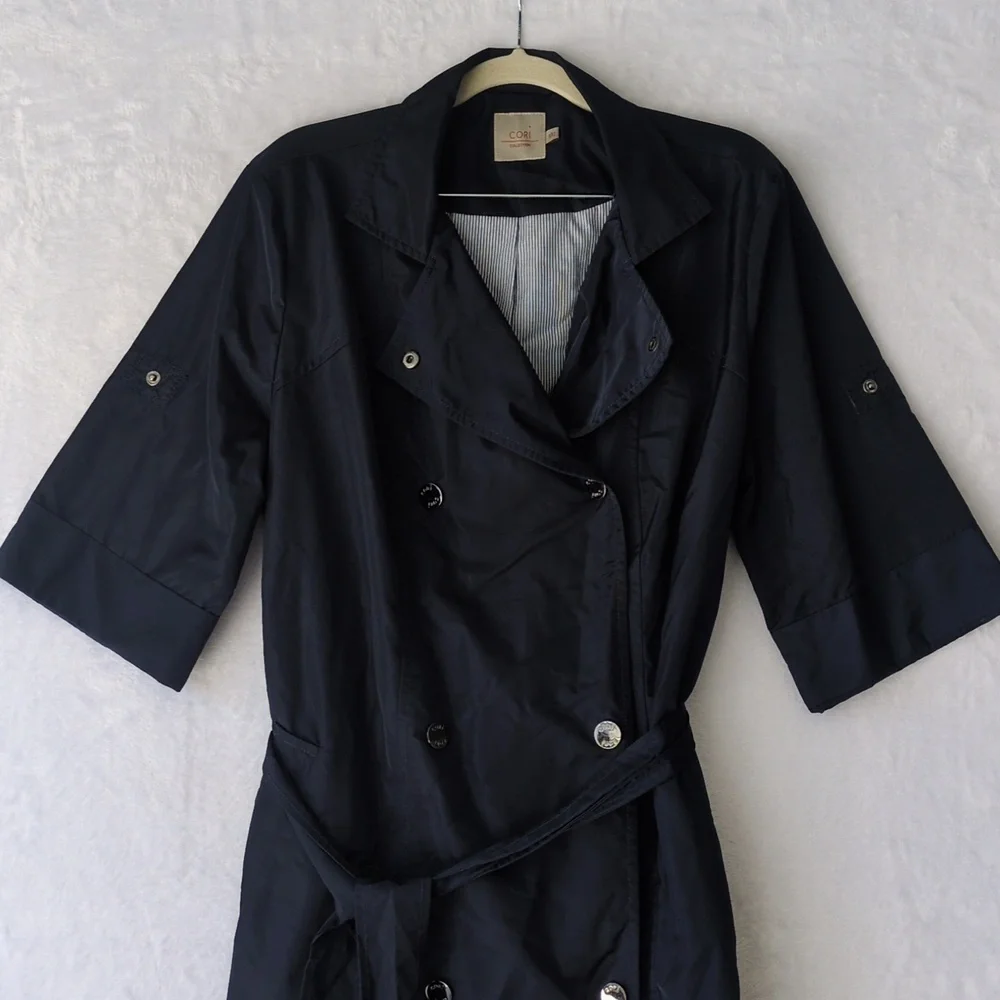 Cori Collection‎ Women's Contemporary Navy Short Trench Coat Size 8